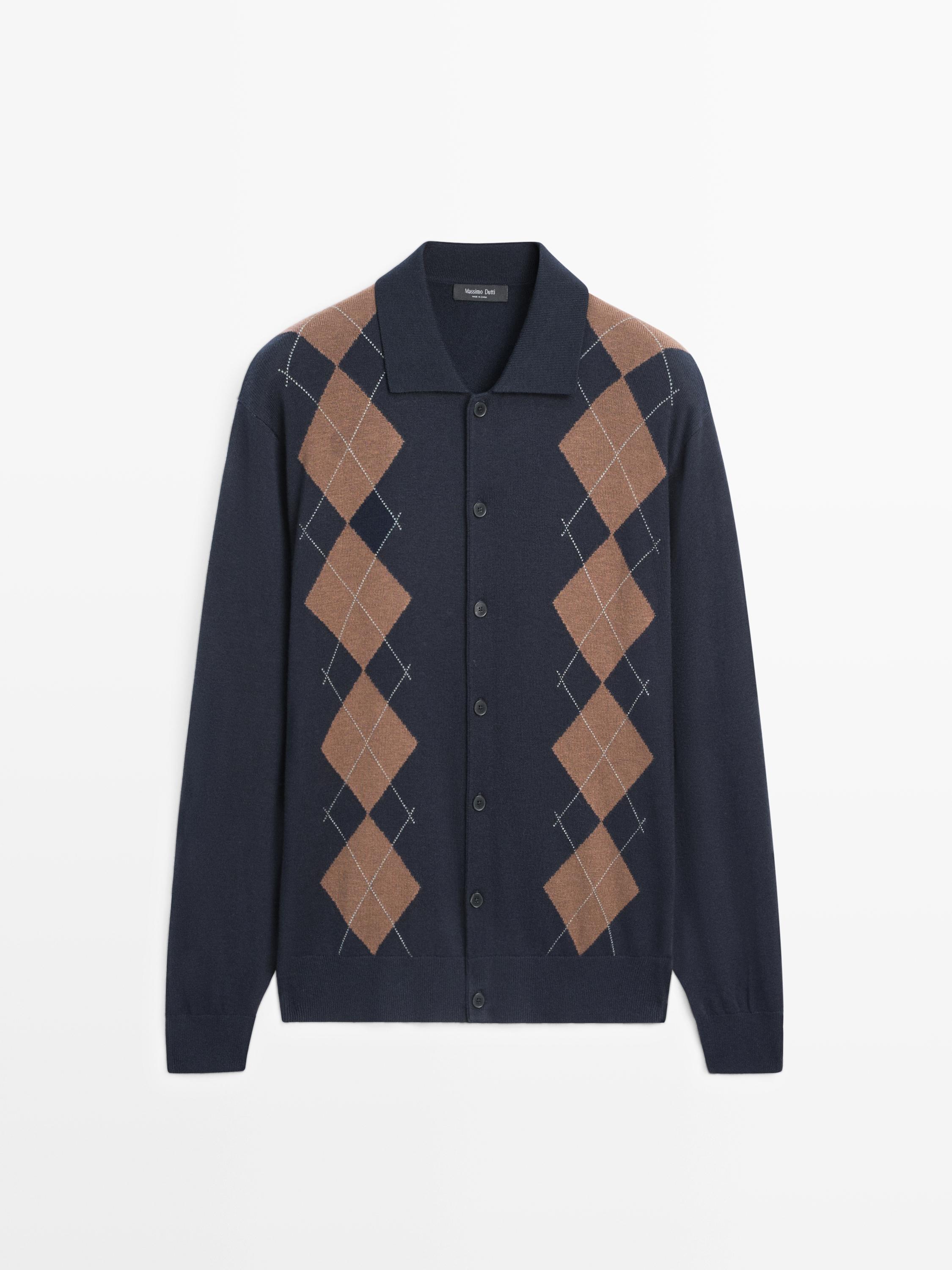 Cardigan laine à losanges